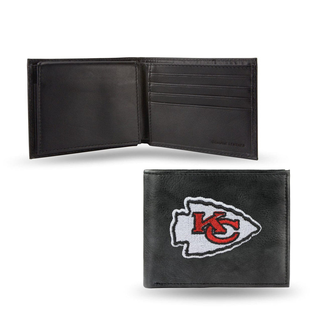 Wallet Leather Billfold Kansas City Chiefs Wallet Billfold Leather Embroidered Black 024994145127