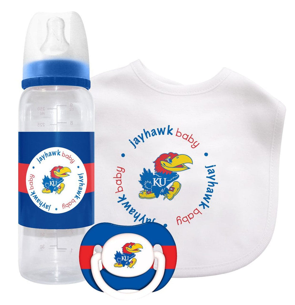 Baby Gift Set 3 Piece Kansas Jayhawks Baby Gift Set 812799014409