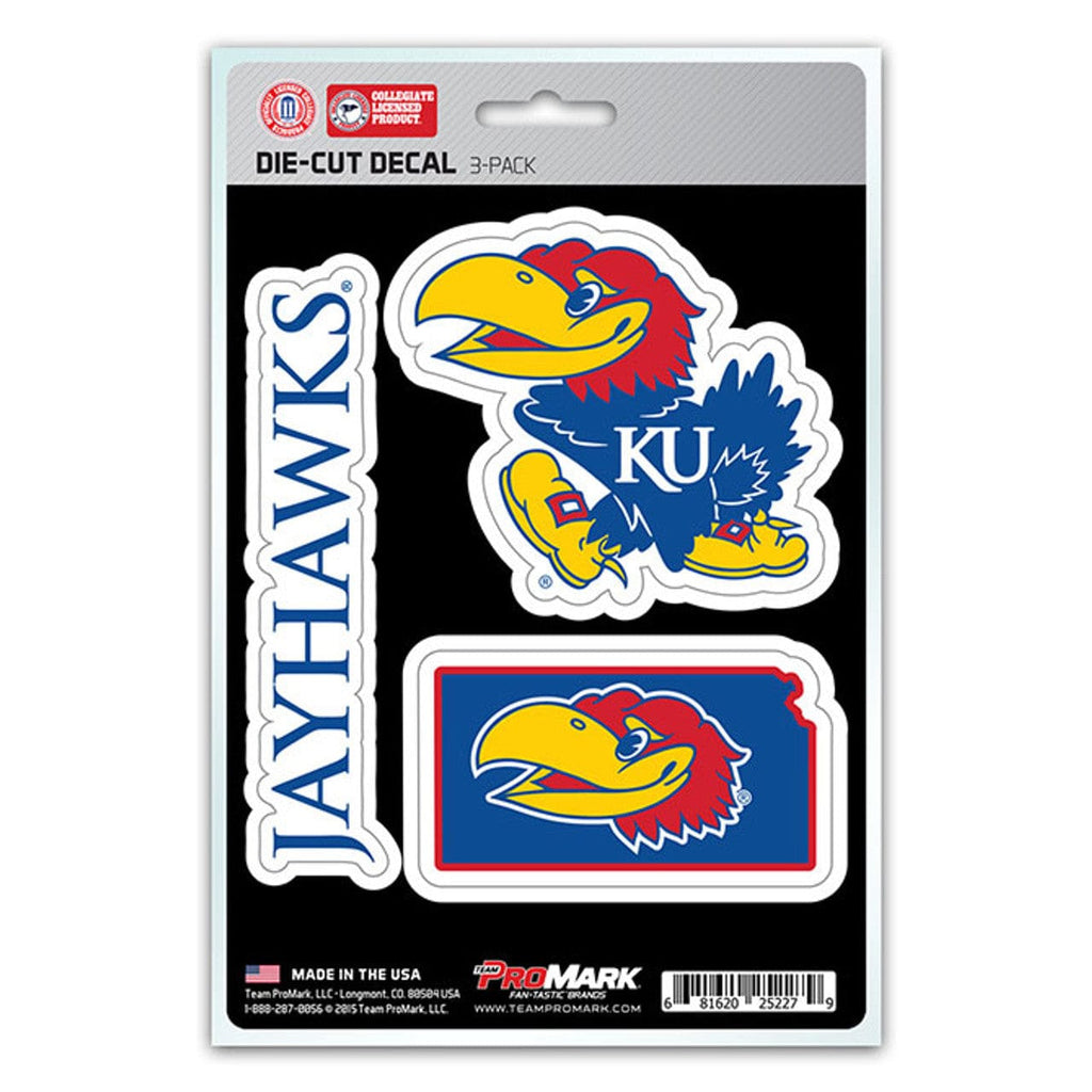 Decal Die Cut Teams 3 Pack Kansas Jayhawks Decal Die Cut Team 3 Pack 681620252279