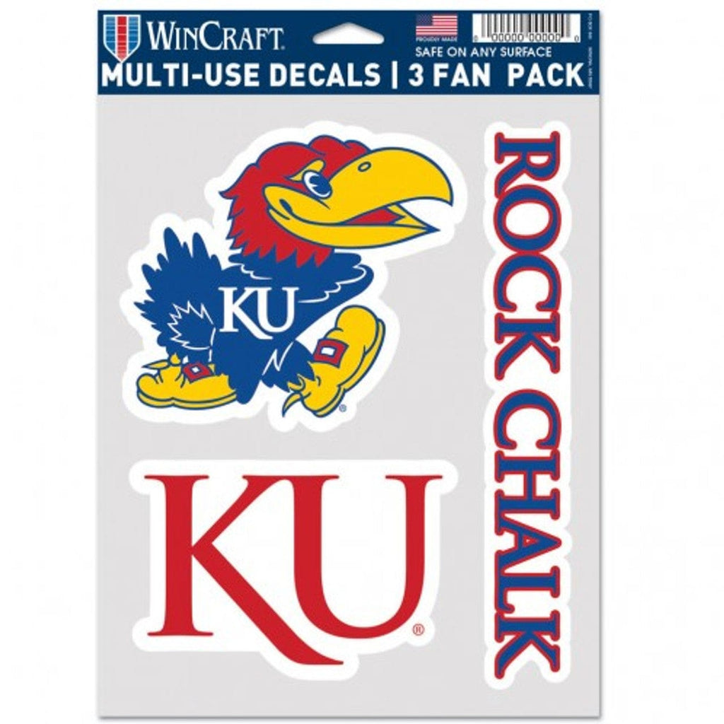 Fan Pack Decals Kansas Jayhawks Decal Multi Use Fan 3 Pack Special Order 194166076563