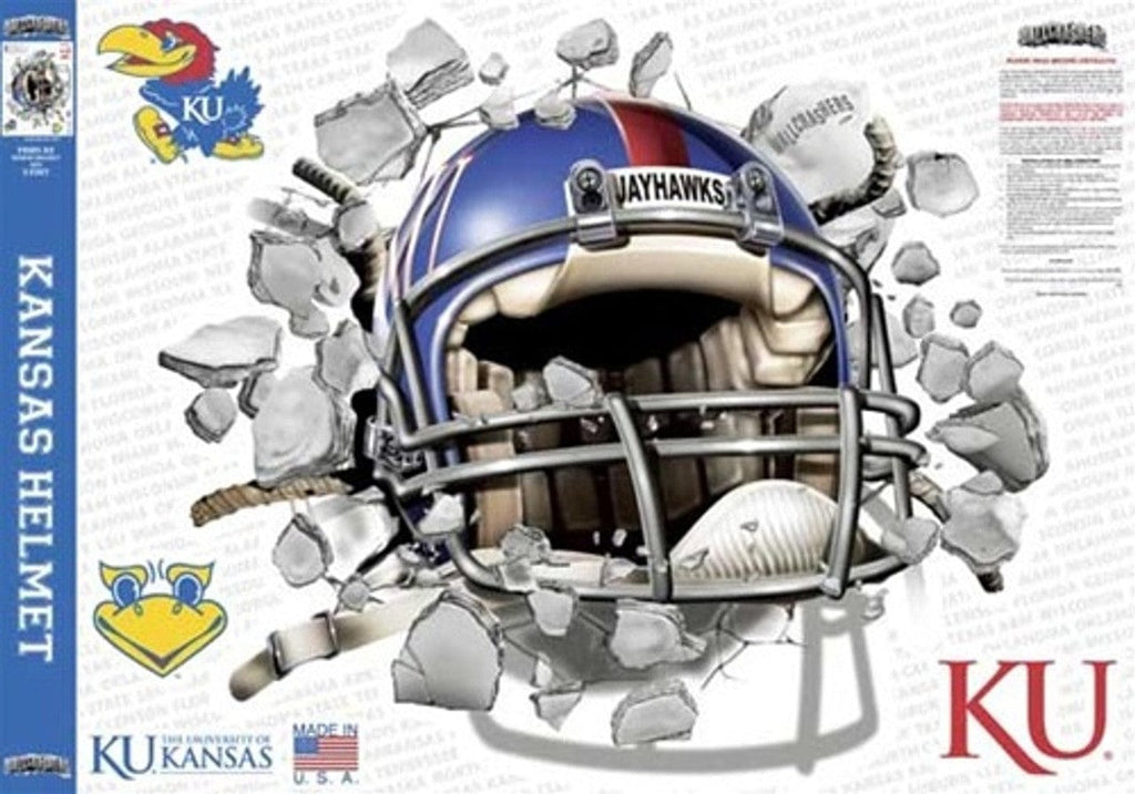 Decals Misc. Kansas Jayhawks Decal Wallcrasher Smash Helmet 16 Inch 812084007345