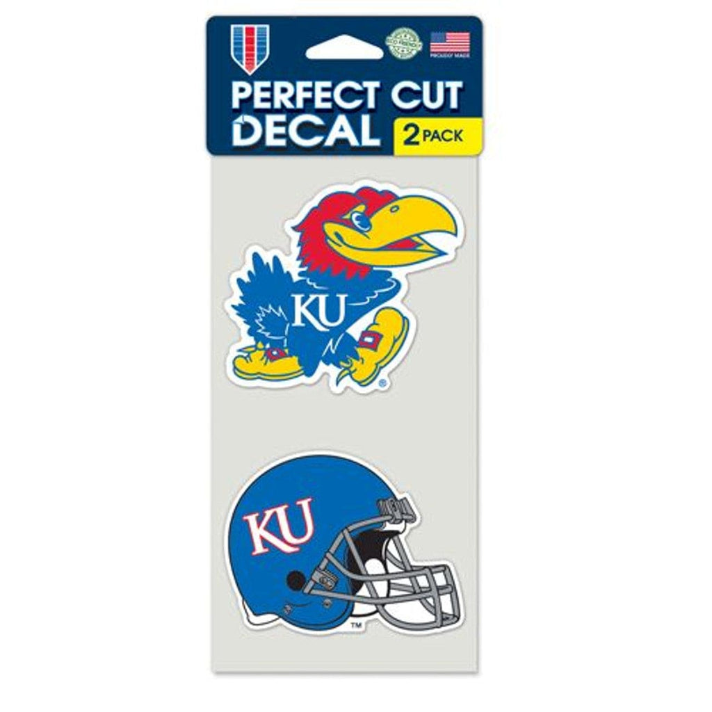 Decal 4x4 Perfect Cut Set of 2 Kansas Jayhawks Set of 2 Die Cut Decals - Special Order 032085409300