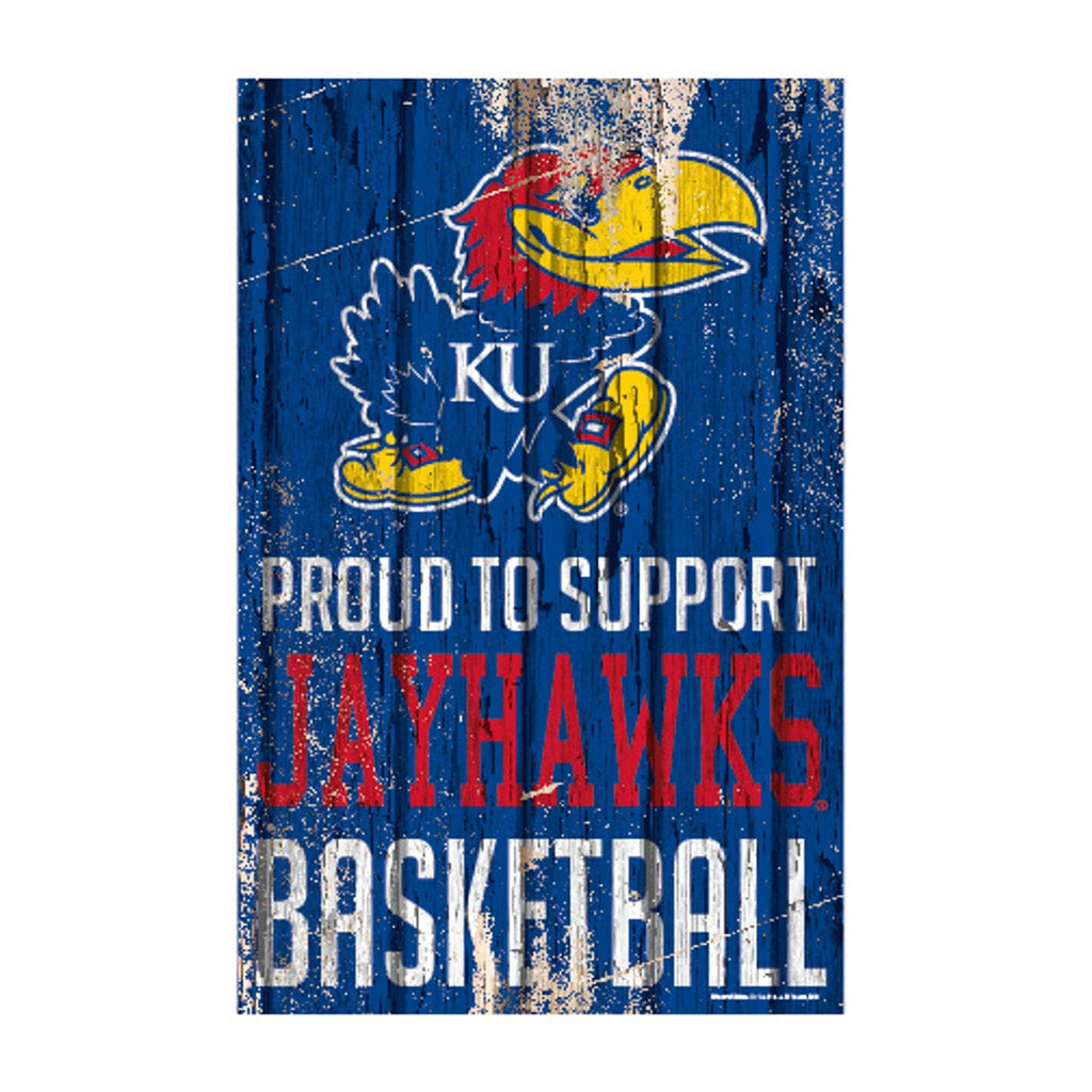 Sign 11x17 Proud To Support Kansas Jayhawks Sign 11x17 Wood Proud to Support Design 032085796516