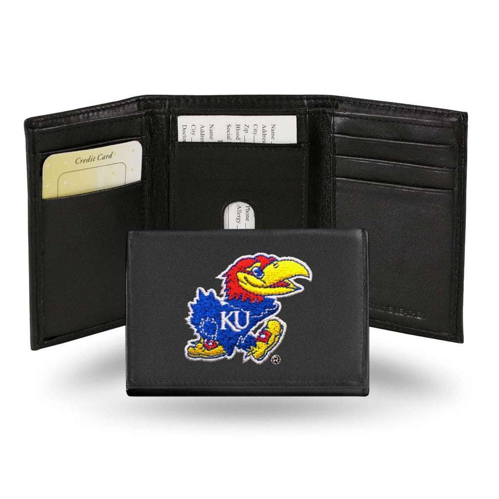 Wallet Leather Trifold Kansas Jayhawks Wallet Trifold Leather Embroidered 024994235170