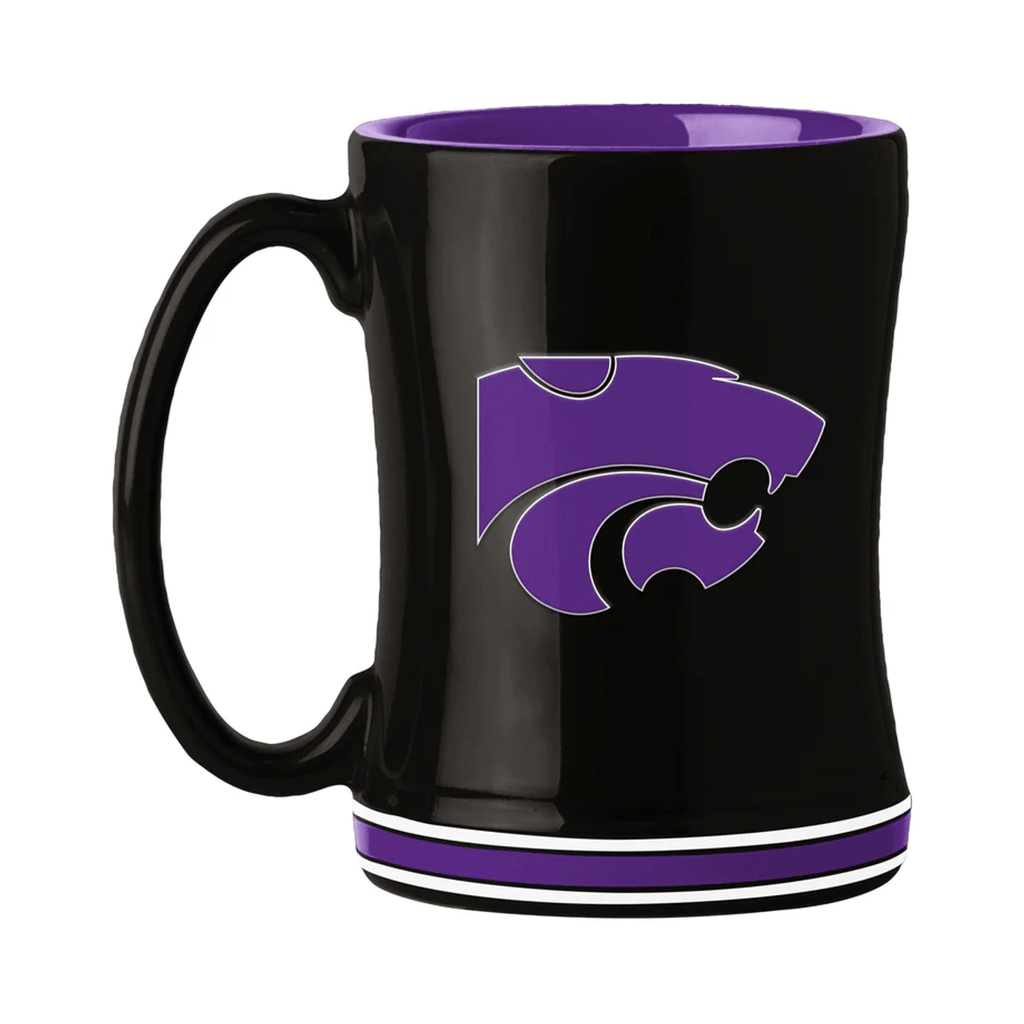 Drink Mug 14 Relief Kansas State Wildcats Coffee Mug 14oz Sculpted Relief Team Color 806293089407