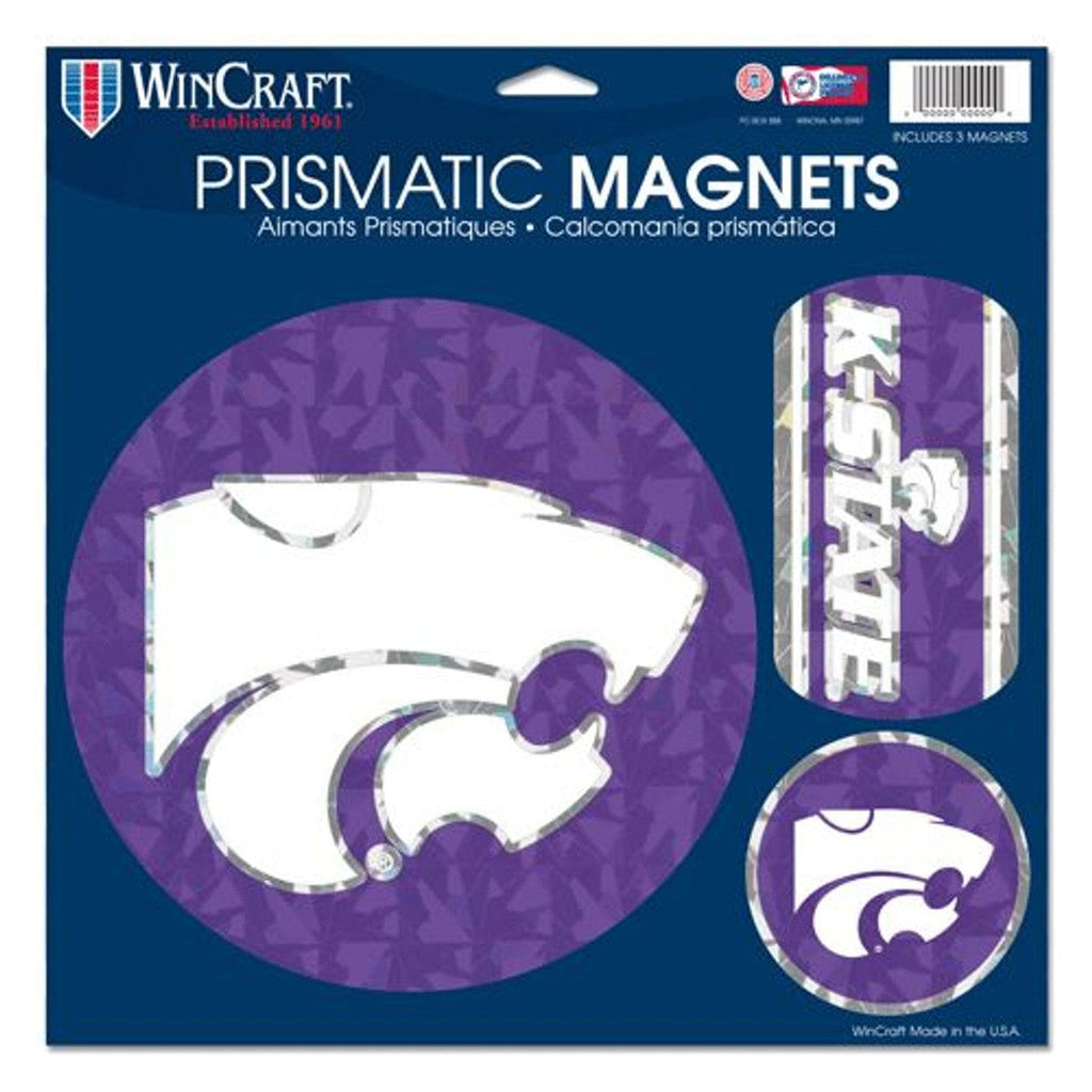 Magnet 11x11 Die Cut Set of 3 Kansas State Wildcats Magnets 11x11 Prismatic Sheet 032085163615