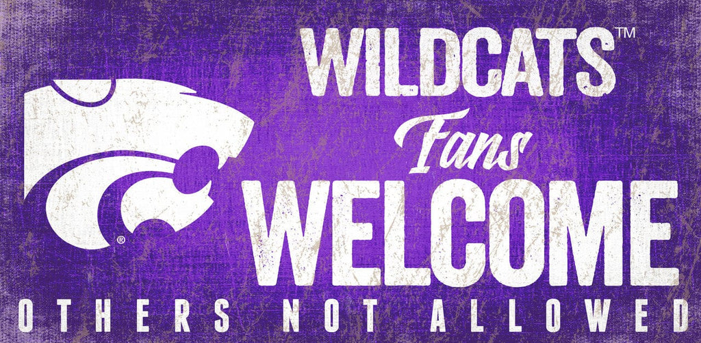 Sign 12x6 Fans Welcome Kansas State Wildcats Wood Sign Fans Welcome 12x6 - Special Order 878460145483