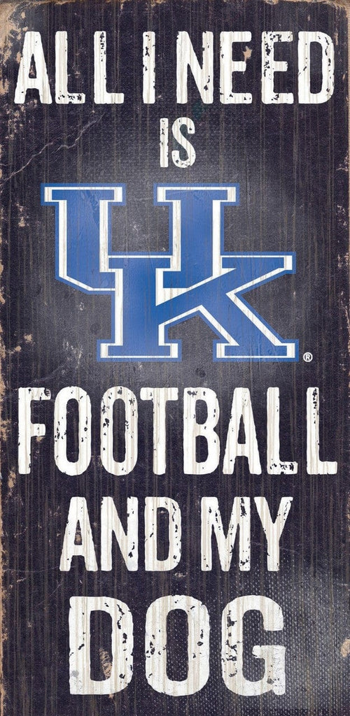 Sign 6x12 Football and Dog Kentucky Wildcats Wood Sign - Football and Dog 6"x12" - Special Order 878460038938