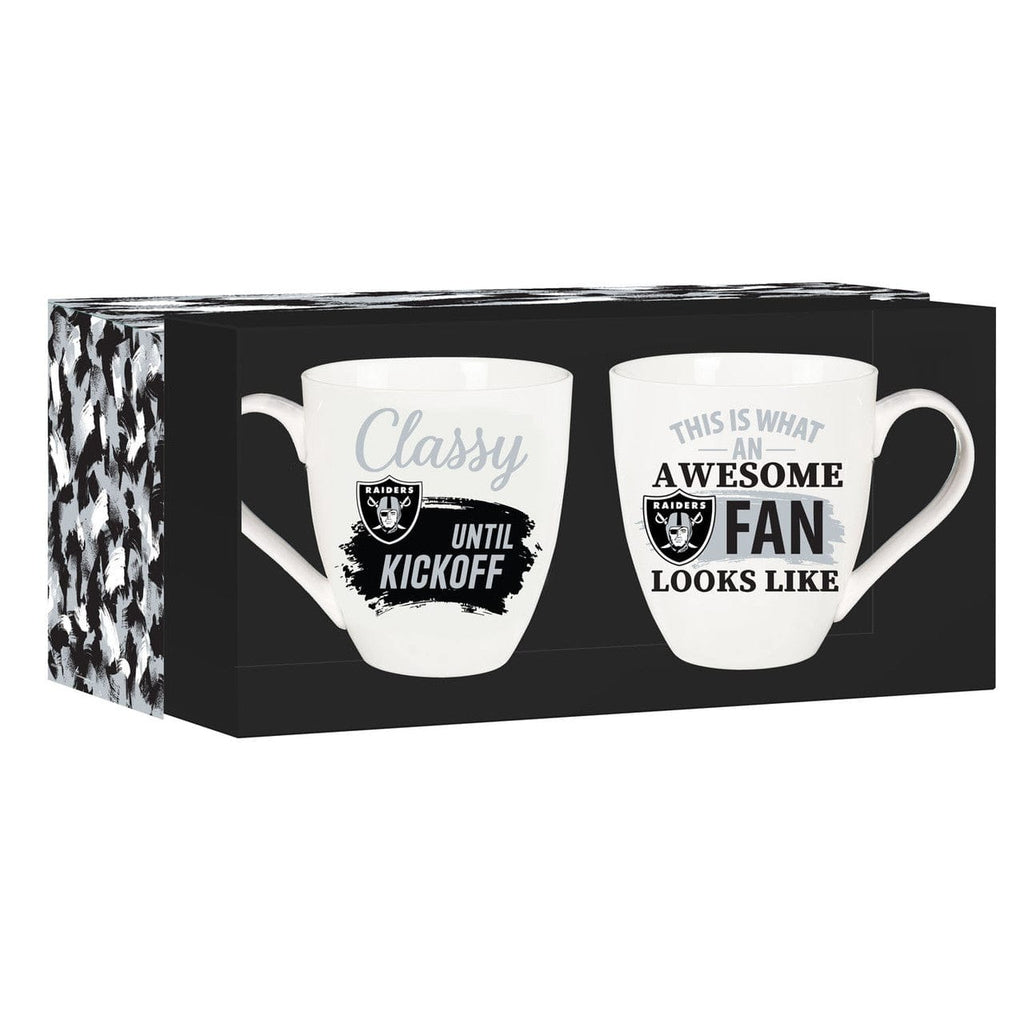 Boxed 17oz 2 Pack Las Vegas Raiders Coffee Mug 17oz Ceramic 2 Piece Set with Gift Box 801946229292