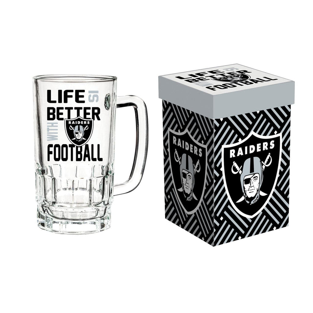 Boxed Tankard Las Vegas Raiders Glass 18oz Tankard Boxed 801946351221