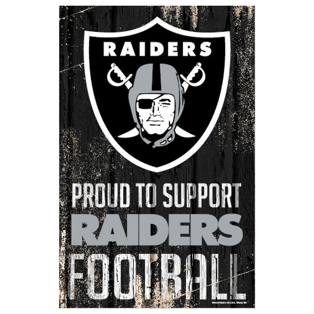 Las Vegas Raiders Las Vegas Raiders Sign 11x17 Wood Proud to Support Design 032085881113