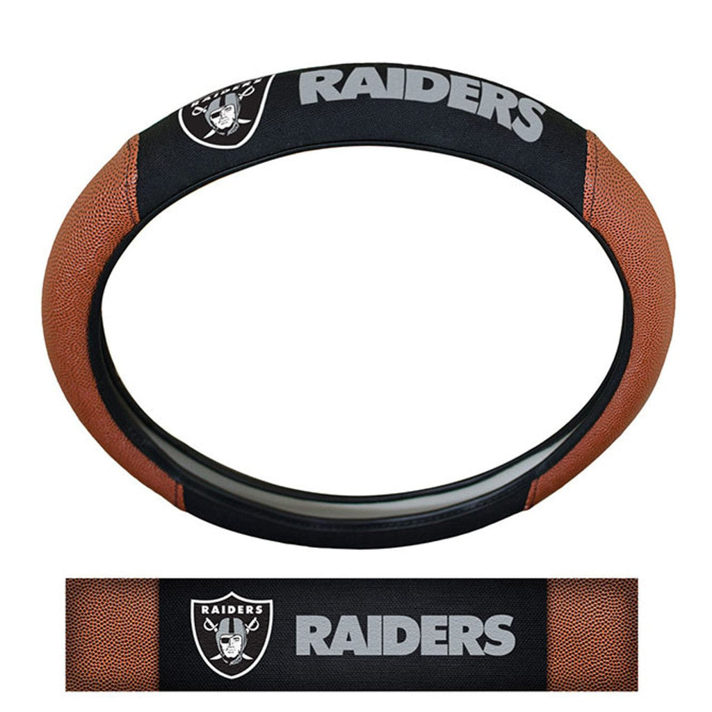 Las Vegas Raiders Las Vegas Raiders Steering Wheel Cover Premium Pigskin Style 681620253221