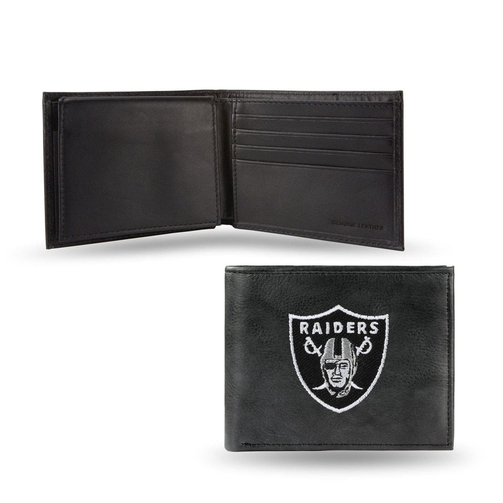 Las Vegas Raiders Las Vegas Raiders Wallet Billfold Leather Embroidered Black 024994145134