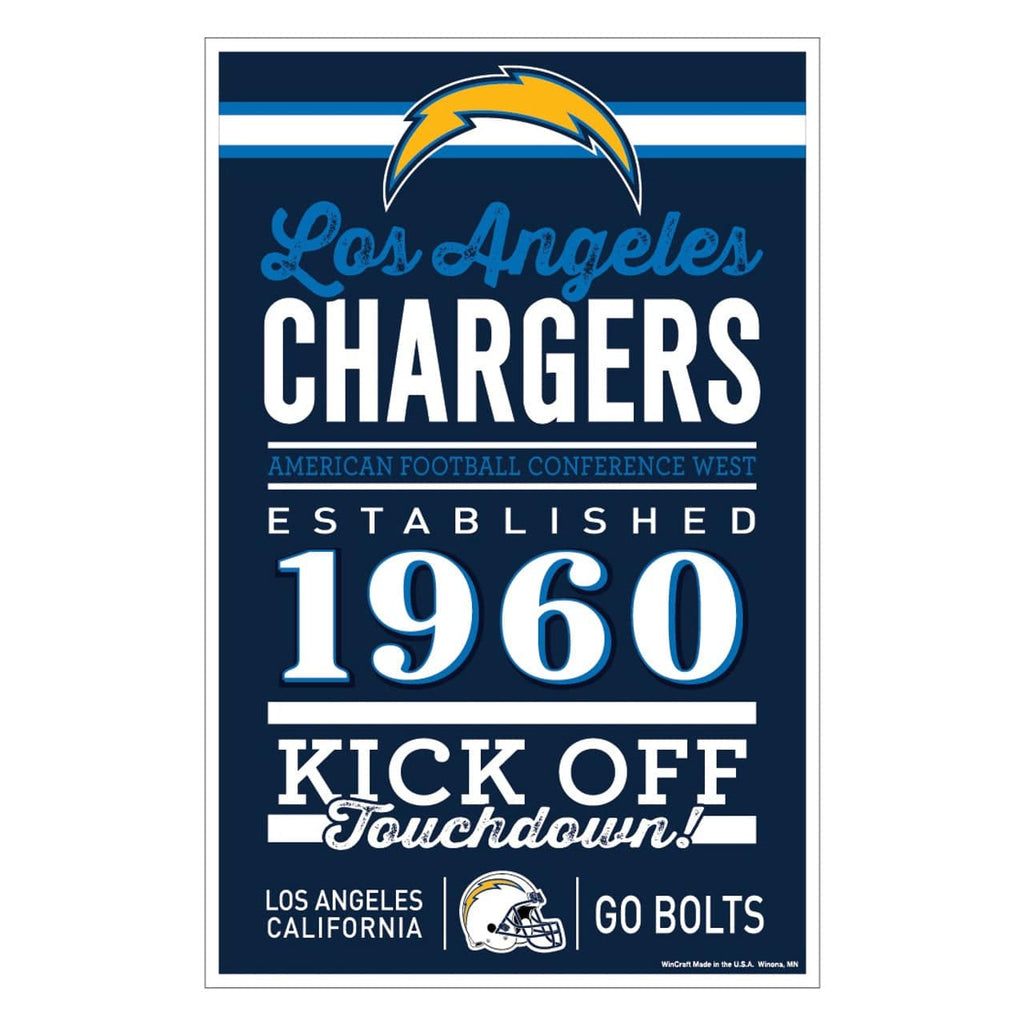 Sign 11x17 Established Home Los Angeles Chargers Sign 11x17 Wood Established Design 032085619037