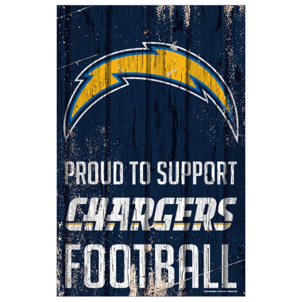 Sign 11x17 Proud To Support Los Angeles Chargers Sign 11x17 Wood Proud to Support Design 032085881236