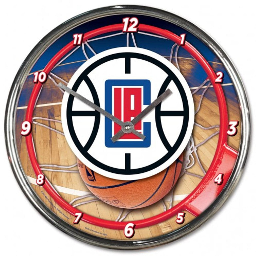 Clock Round Chrome Wall Los Angeles Clippers Clock Round Wall Style Chrome 010943278053