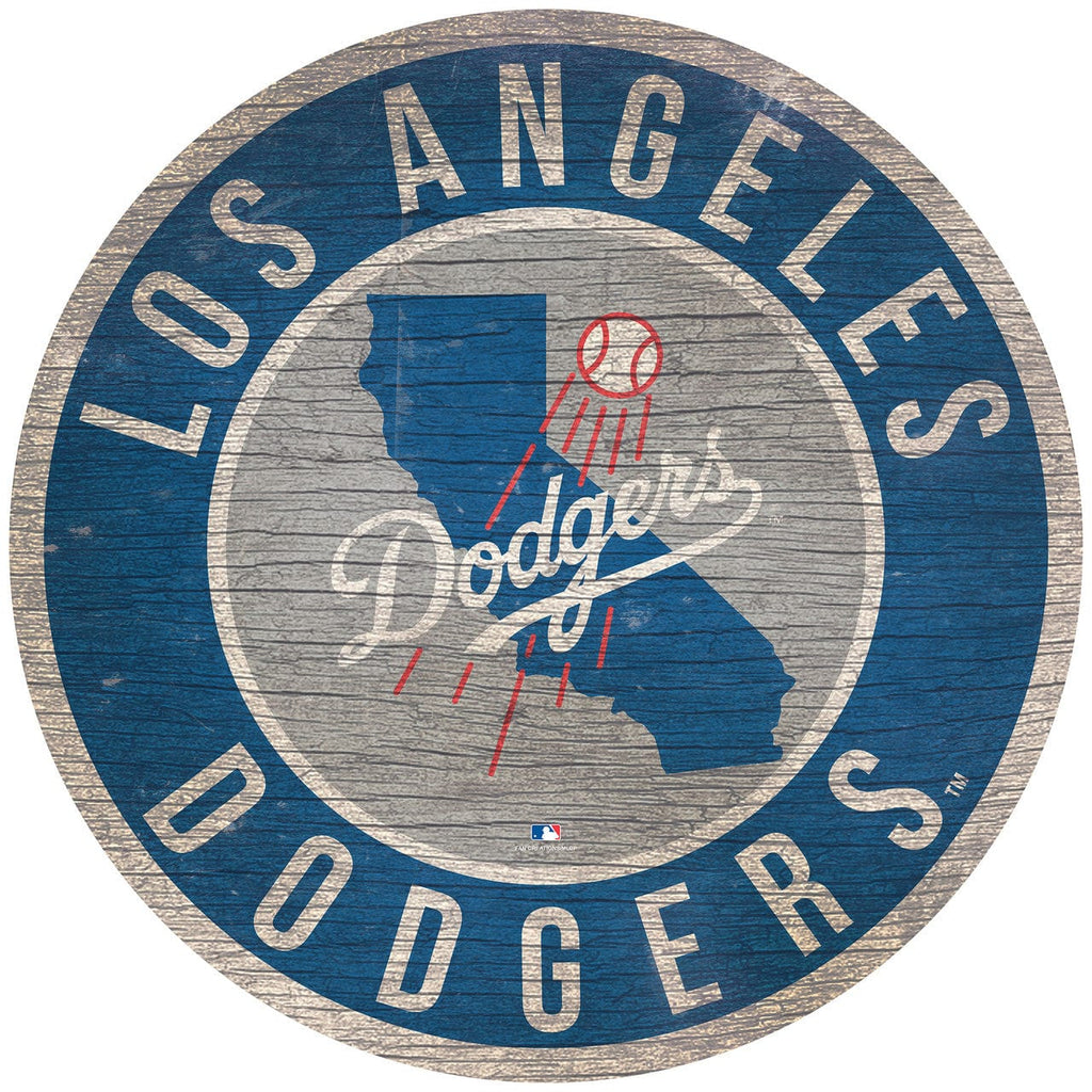 Los Angeles Dodgers Los Angeles Dodgers Sign Wood 12 Inch Round State Design 878460205521
