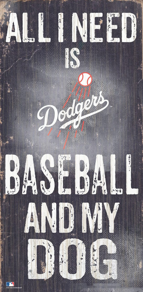 Los Angeles Dodgers Los Angeles Dodgers Sign Wood 6x12 Baseball and Dog Design 878460241956