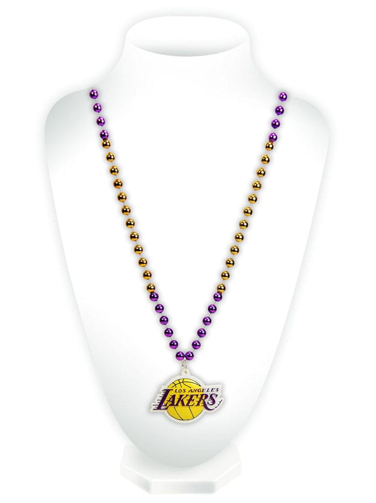 Jewelry Neck Beads Mdln Mardi G Los Angeles Lakers Beads with Medallion Mardi Gras Style - Special Order 094746545994