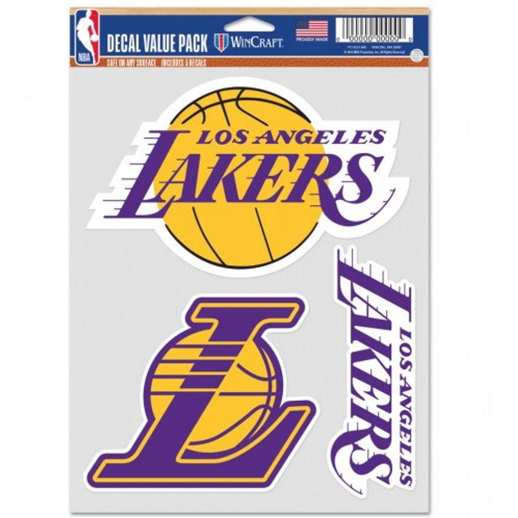 Fan Pack Decals Los Angeles Lakers Decal Multi Use Fan 3 Pack 194166068650