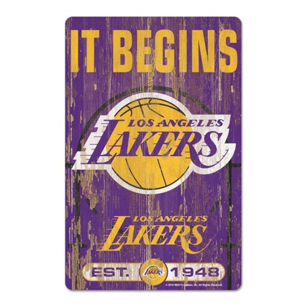Sign 11x17 Slogan Los Angeles Lakers Sign 11x17 Wood Slogan Design 032085697127