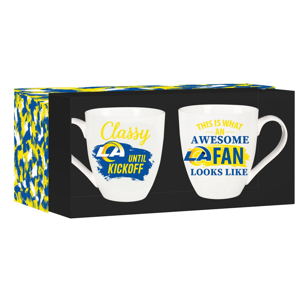 Boxed 17oz 2 Pack Los Angeles Rams Coffee Mug 17oz Ceramic 2 Piece Set with Gift Box 801946002048