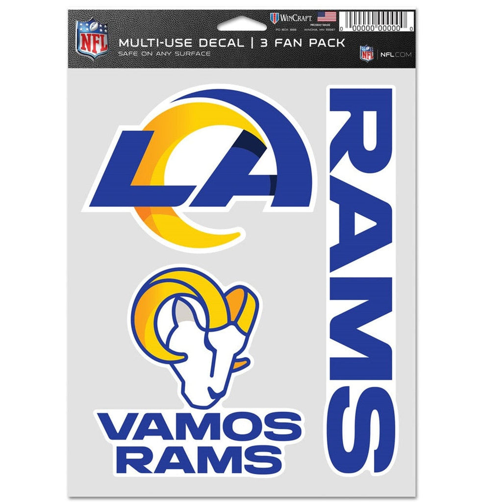 Fan Pack Decals Los Angeles Rams Decal Multi Use Fan 3 Pack 194166077805