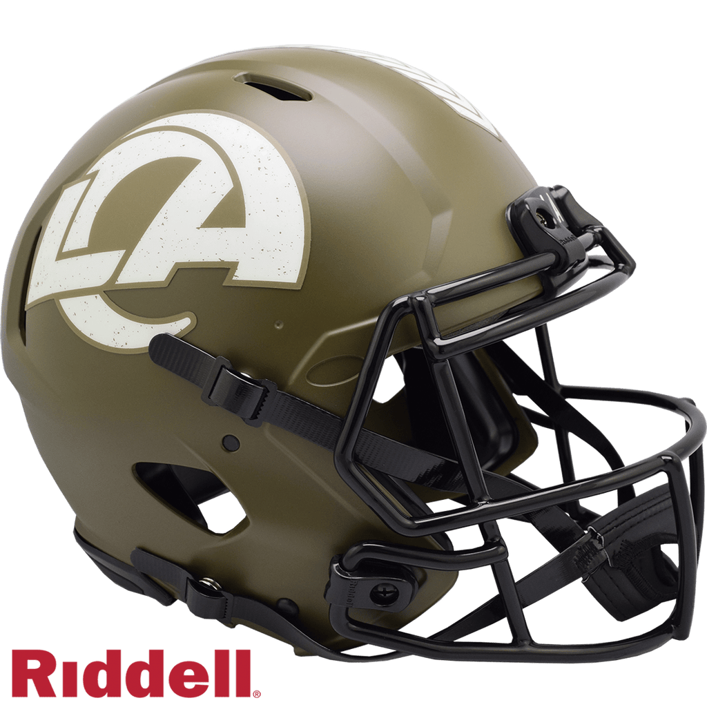 Salute to Service Helmets Los Angeles Rams Helmet Riddell Authentic Full Size Speed Style Salute To Service 095855632506