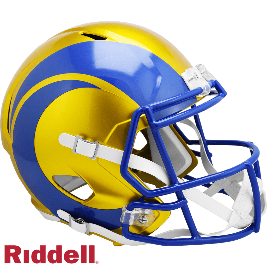 Helmet Full Size Replica Flash Los Angeles Rams Helmet Riddell Replica Full Size Speed Style FLASH Alternate 095855628448