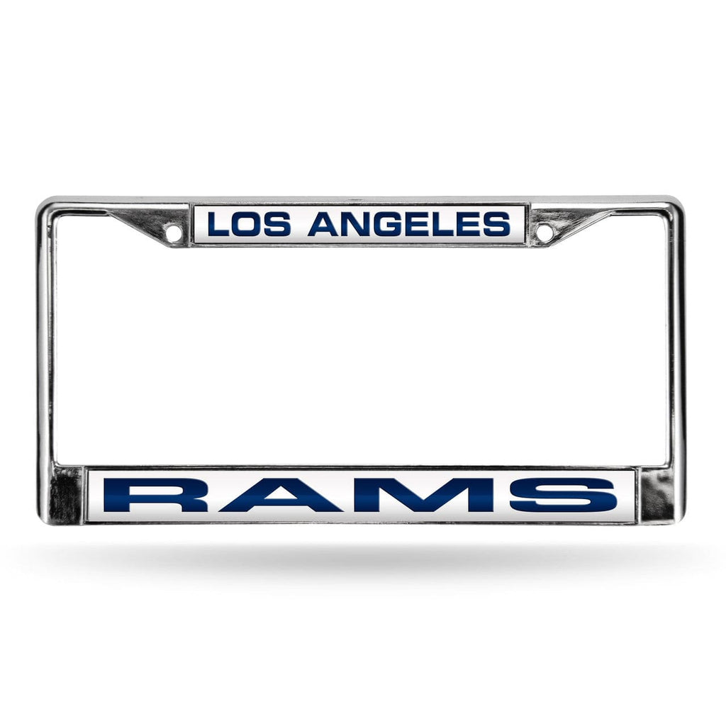 Los Angeles Rams Los Angeles Rams License Plate Frame Laser Cut Chrome Blue 767345351951