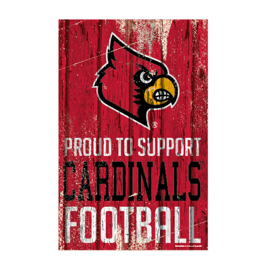 Sign 11x17 Proud To Support Louisville Cardinals Sign 11x17 Wood Proud to Support Design 032085796554