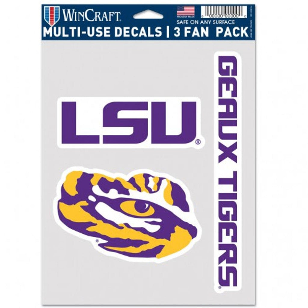 Fan Pack Decals LSU Tigers Decal Multi Use Fan 3 Pack Special Order 194166076587