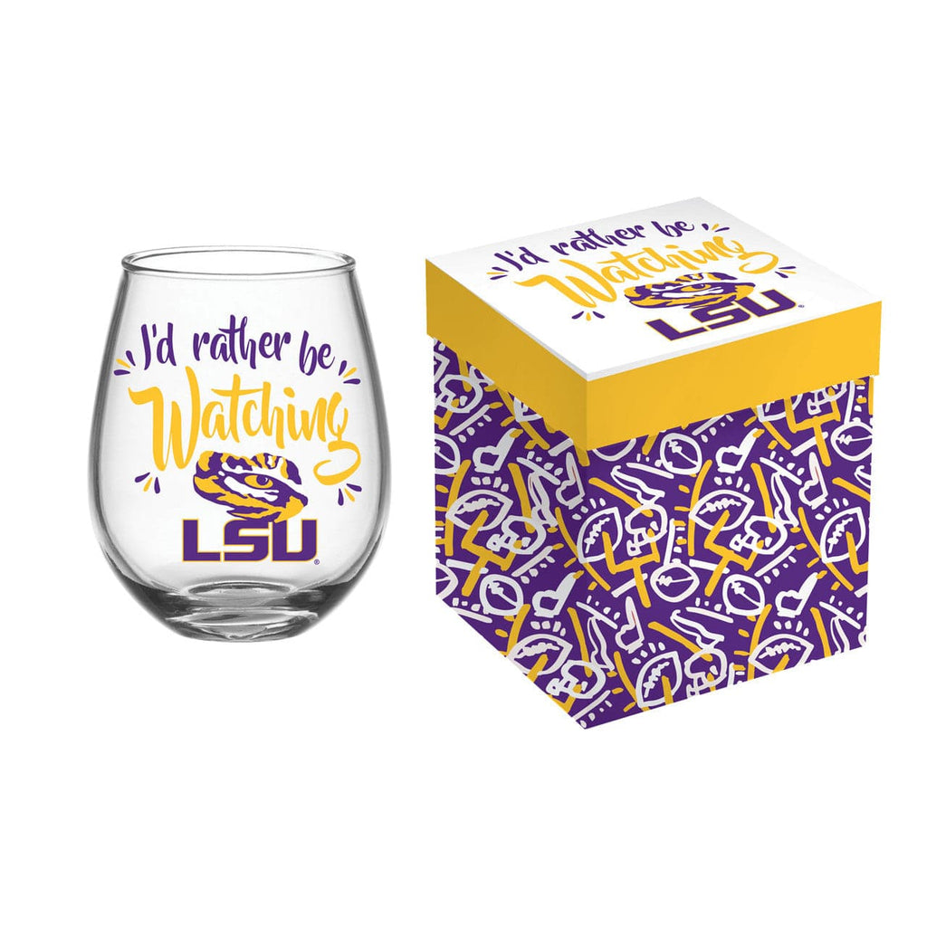 Boxed Stemless Wine LSU Tigers Glass 17oz Wine Stemless Boxed 801946268932