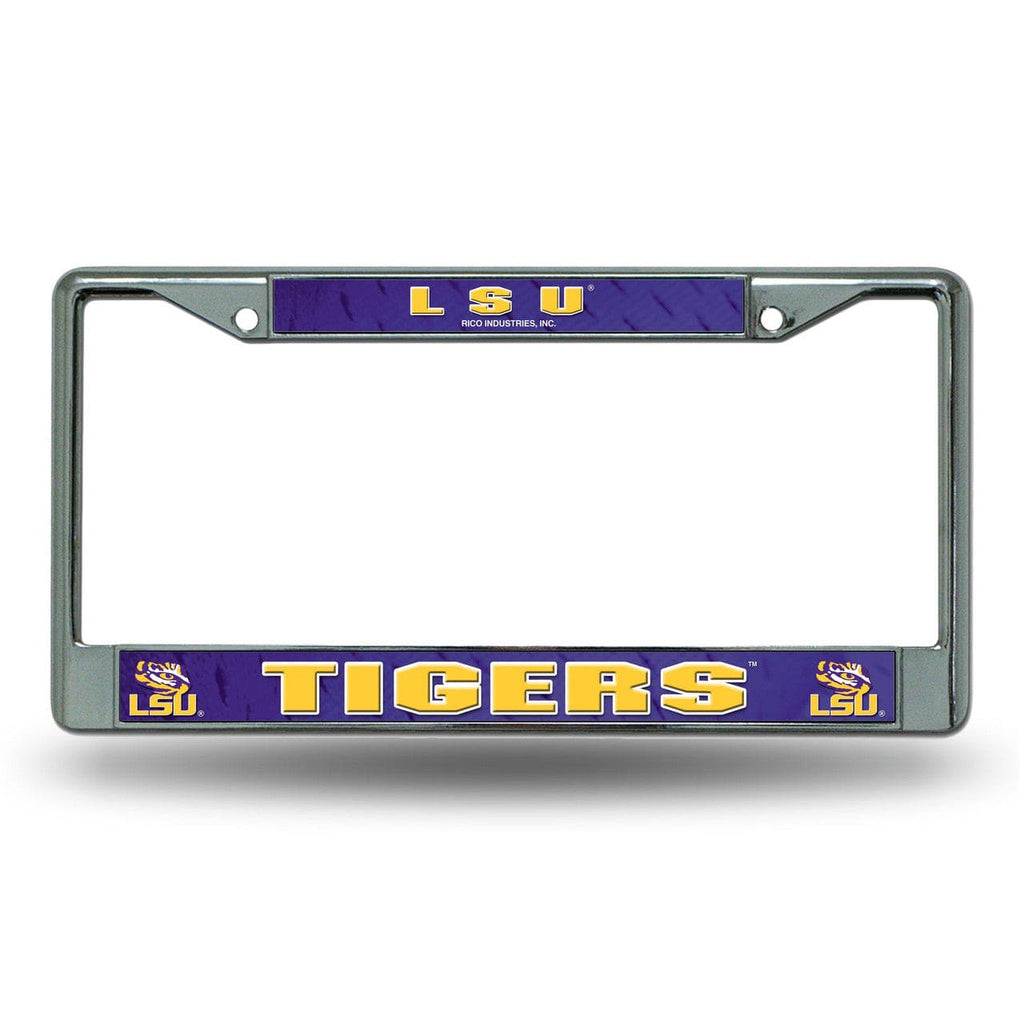 License Frame Chrome LSU Tigers License Plate Frame Chrome Printed Insert 611407026359