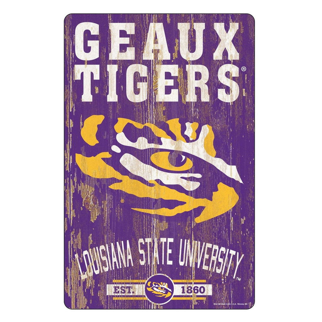 Sign 11x17 Slogan LSU Tigers Sign 11x17 Wood Slogan Design 032085591982