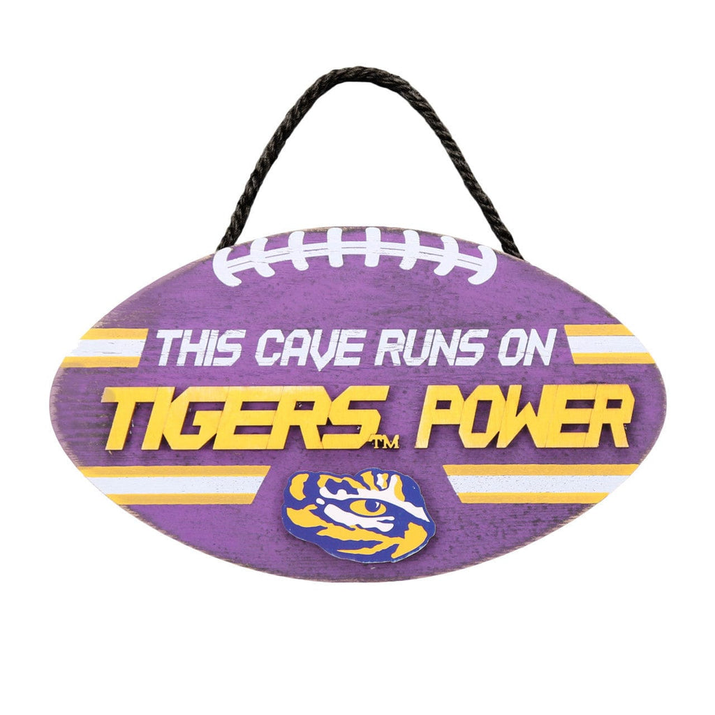 Sign Football Power Design LSU Tigers Sign Wood Football Power Design 192797027497