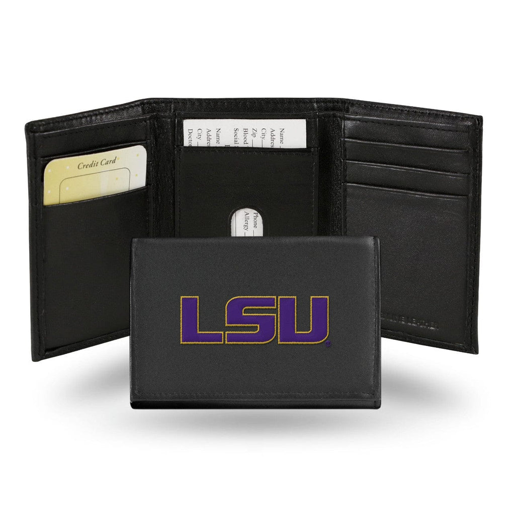 New LSU Tigers Wallet Trifold Leather Embroidered 767345551405
