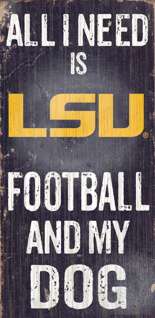 Sign 6x12 Football and Dog LSU Tigers Wood Sign - Football and Dog 6"x12" 878460038945