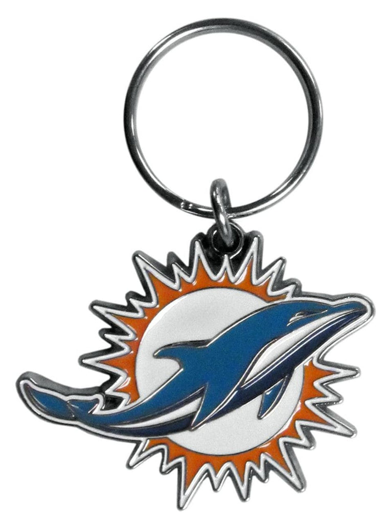 Keychain Logo Cut Style Miami Dolphins Chrome Logo Cut Keychain 754603935244