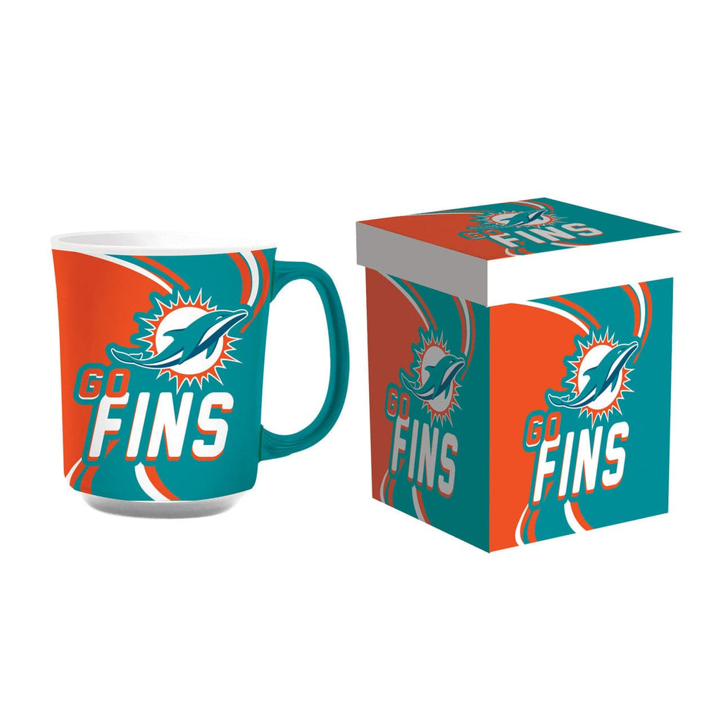 Boxed 14oz Miami Dolphins Coffee Mug 14oz Ceramic with Matching Box 801946015581