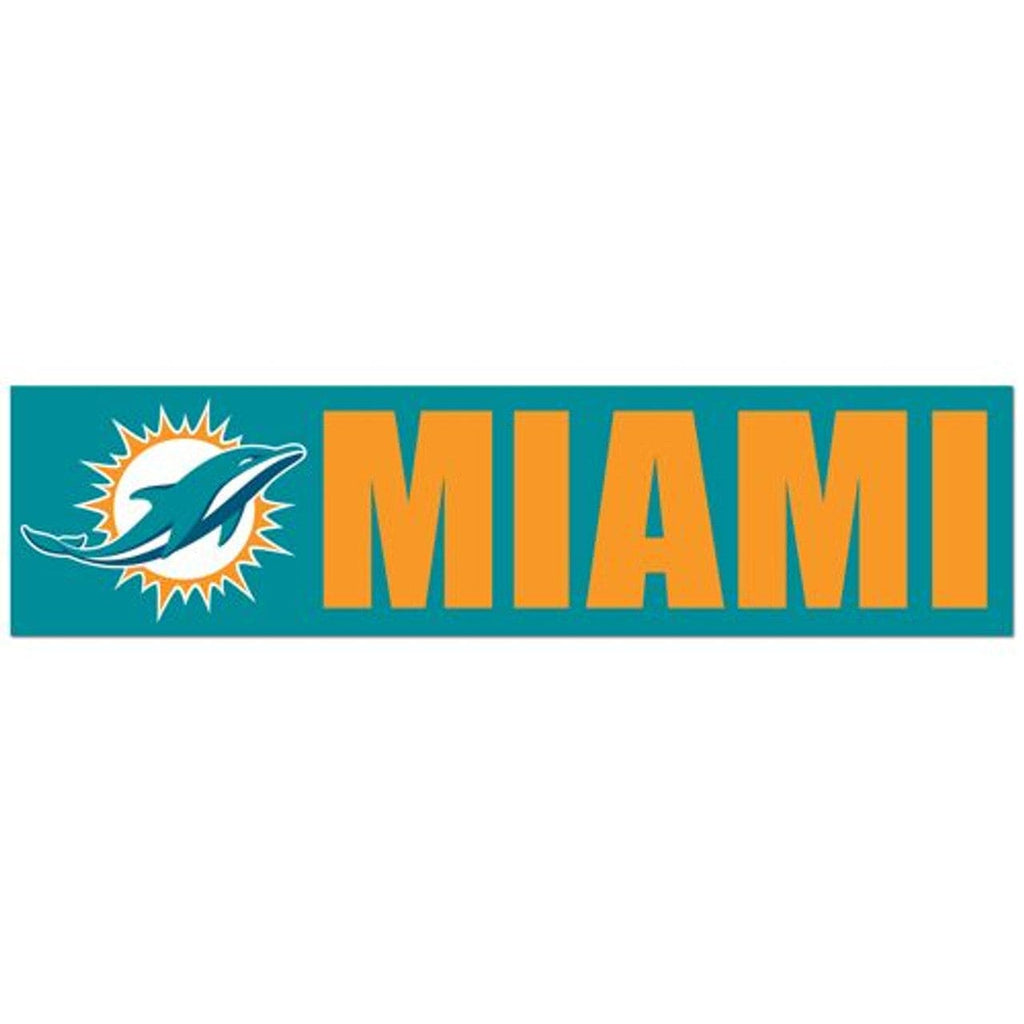 Decal 3x12 Bumper Strip Style Miami Dolphins Decal Bumper Sticker 032085133694