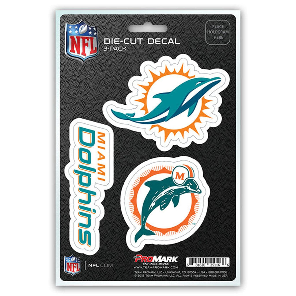 Decal Die Cut Teams 3 Pack Miami Dolphins Decal Die Cut Team 3 Pack 681620251166