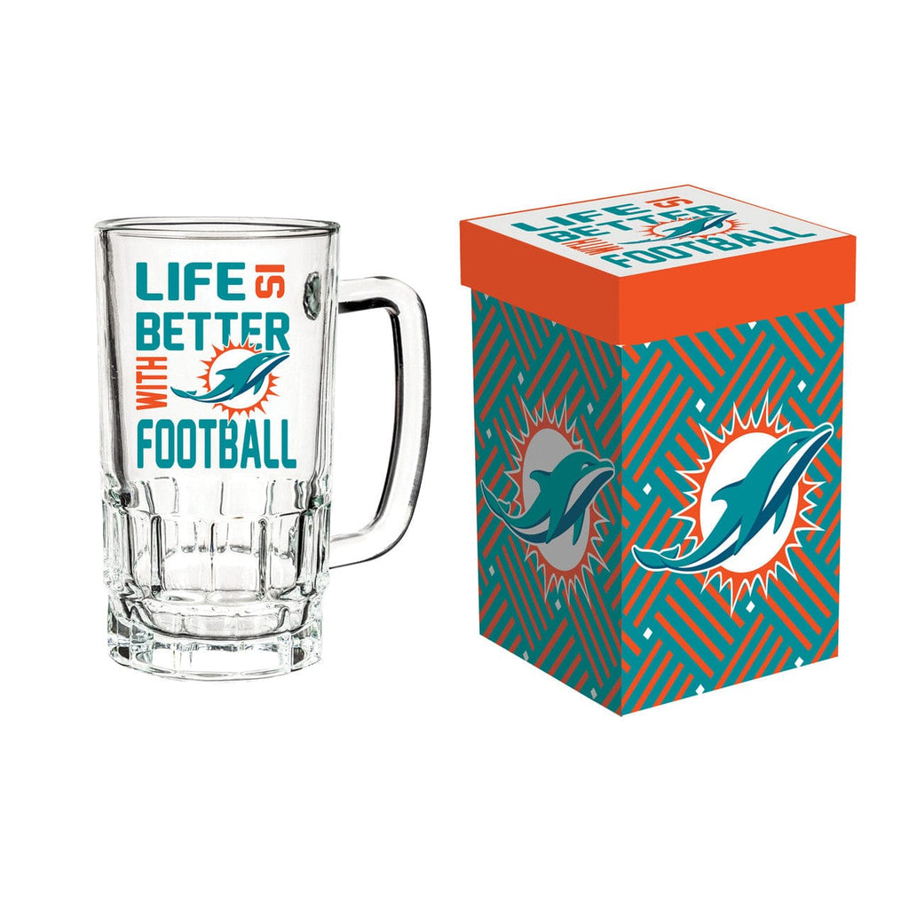 Boxed Tankard Miami Dolphins Glass 18oz Tankard Boxed 801946014935