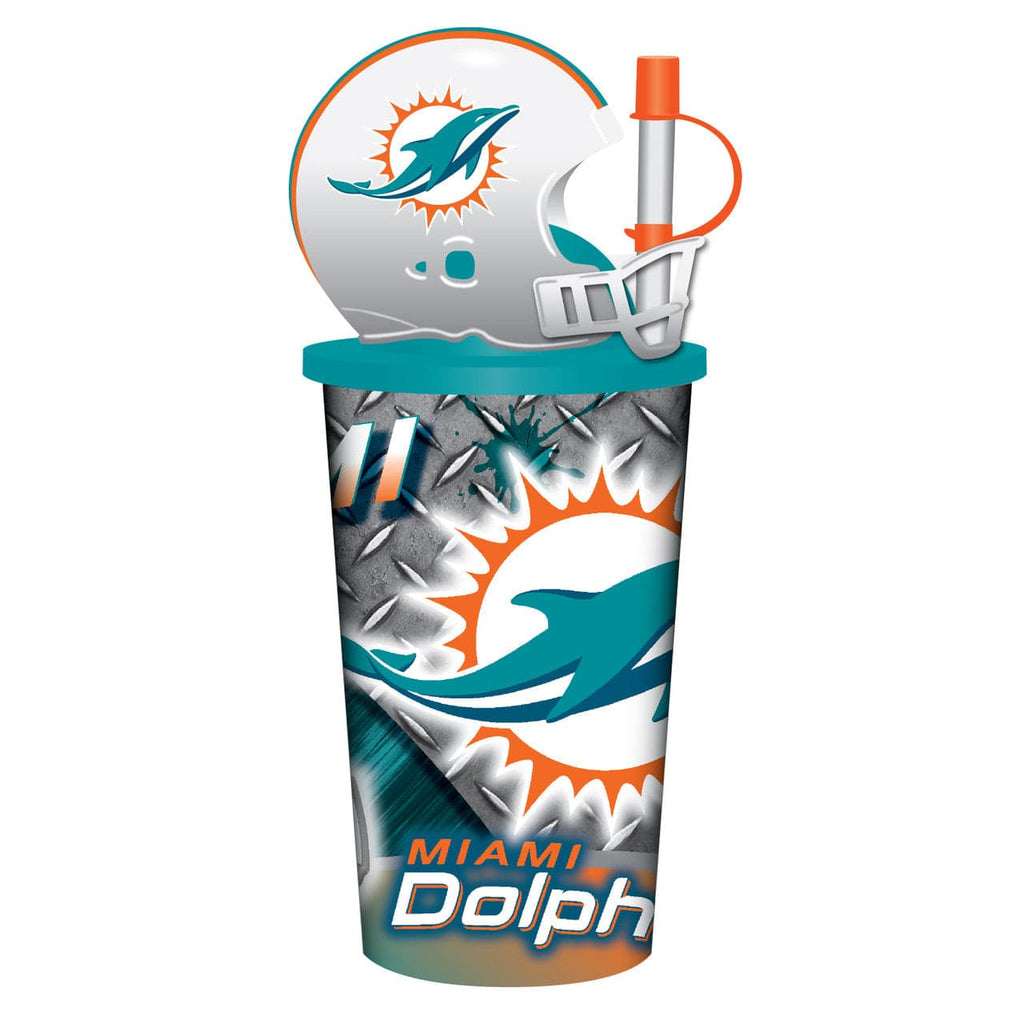 Helmet Cups Miami Dolphins Helmet Cup 32oz Plastic with Straw 194688082400