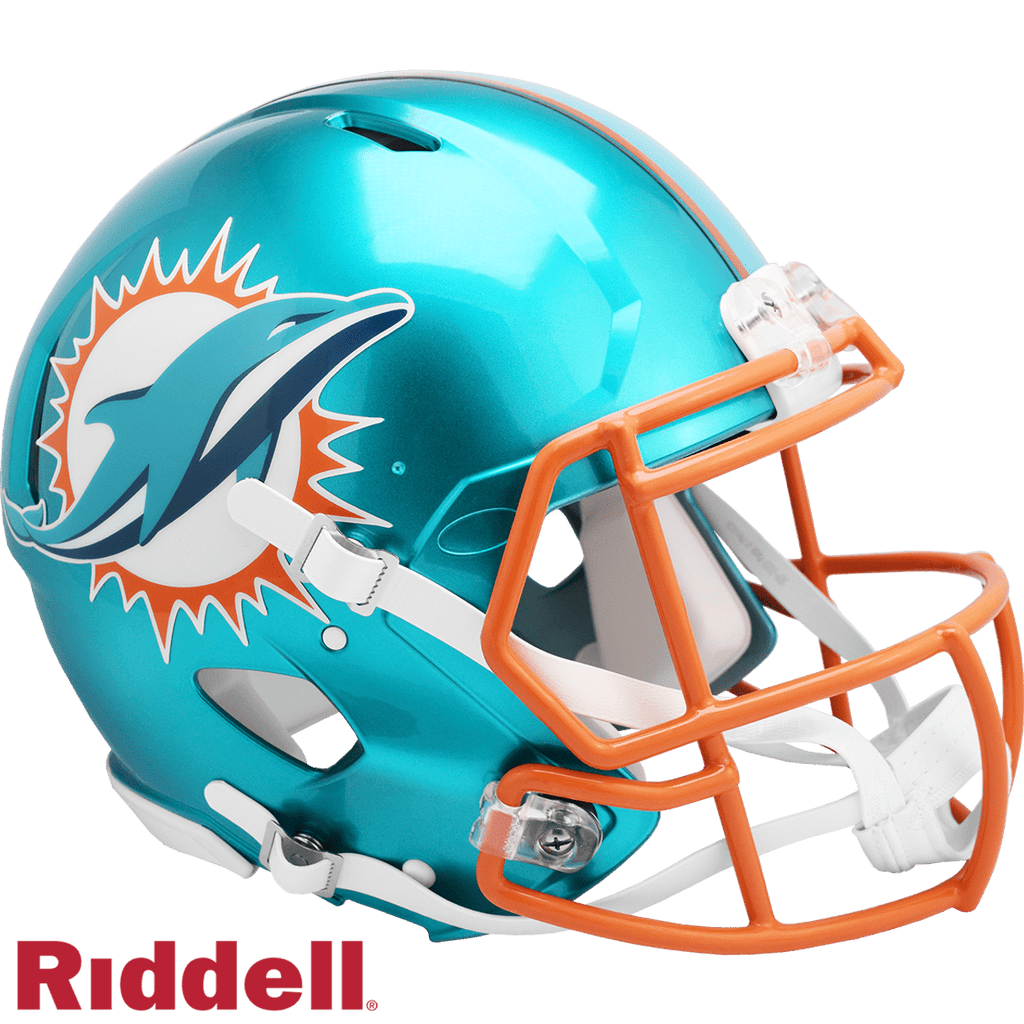 Helmets Full Size Authentic Flash Miami Dolphins Helmet Riddell Authentic Full Size Speed Style FLASH Alternate 095855627991