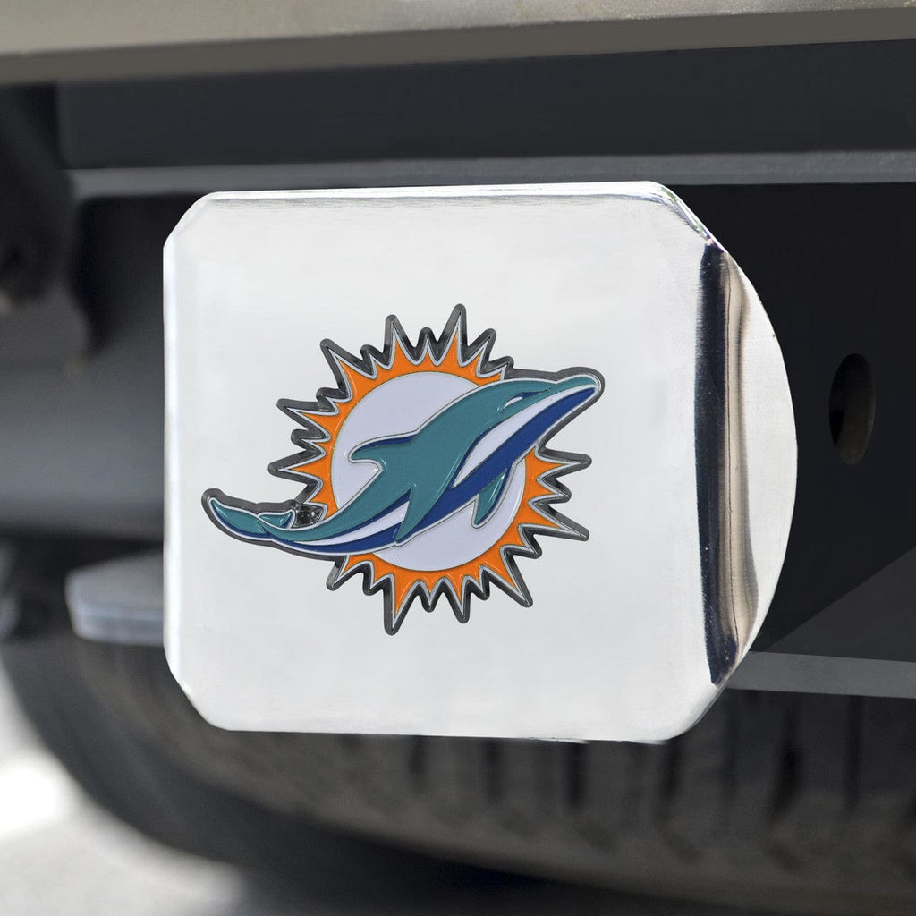 Auto Hitch Covers Miami Dolphins Hitch Cover Color Emblem on Chrome 842281125795