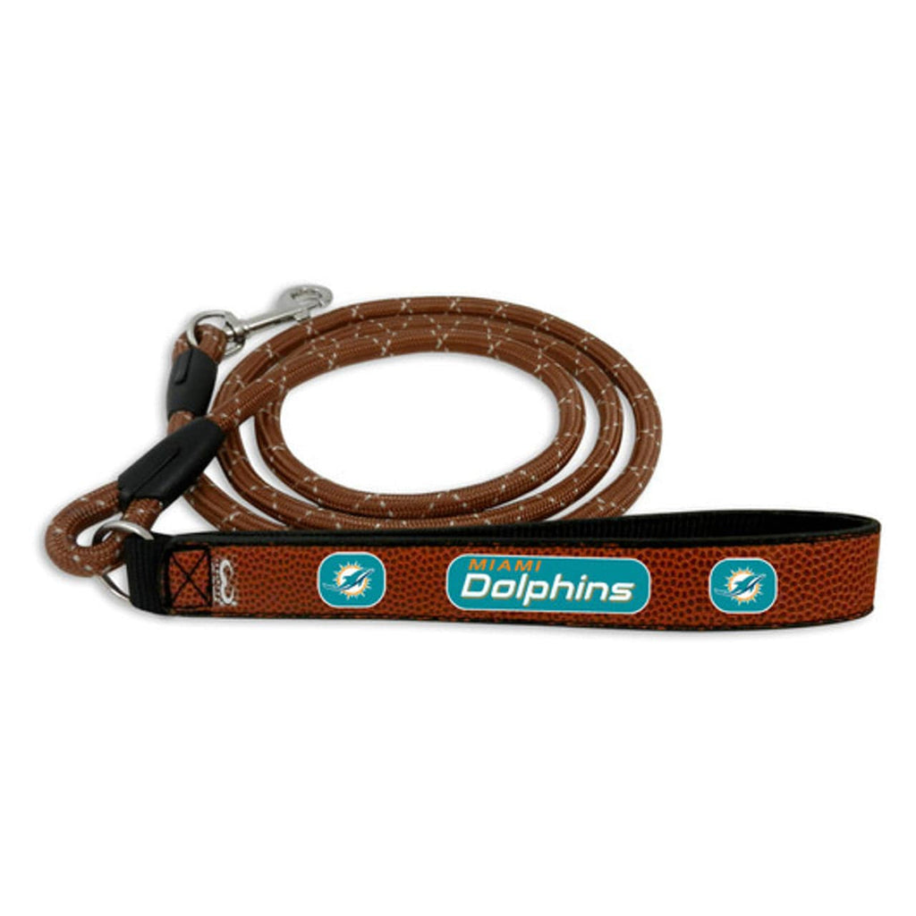 Miami Dolphins Miami Dolphins Pet Leash Leather Frozen Rope Football Size Large CO 814428020904