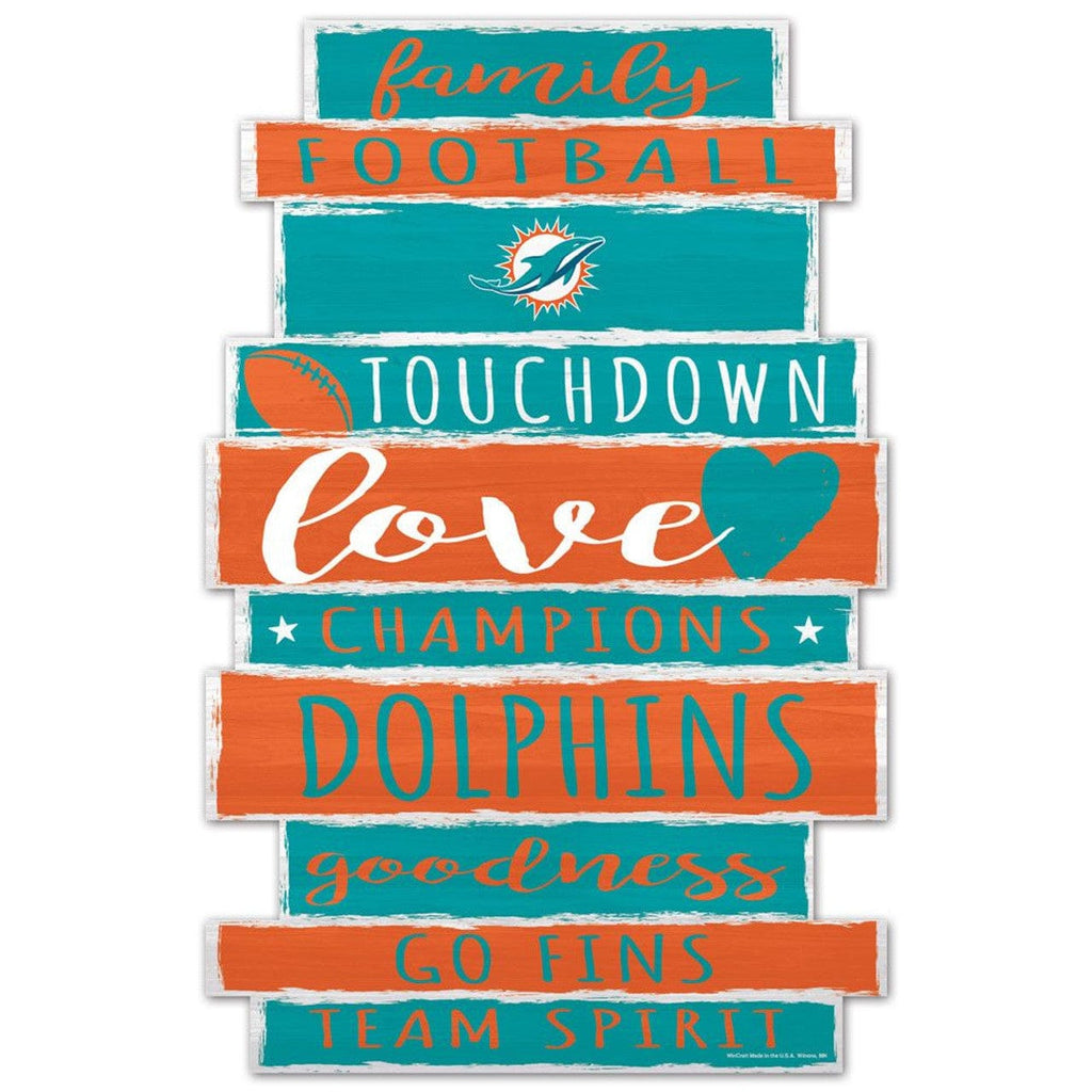 Sign 11x17 Established Home Miami Dolphins Sign 11x17 Wood Family Word Design 032085618603