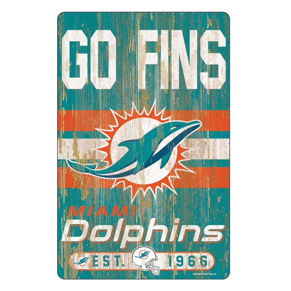 Sign 11x17 Slogan Miami Dolphins Sign 11x17 Wood Slogan Design 032085618887