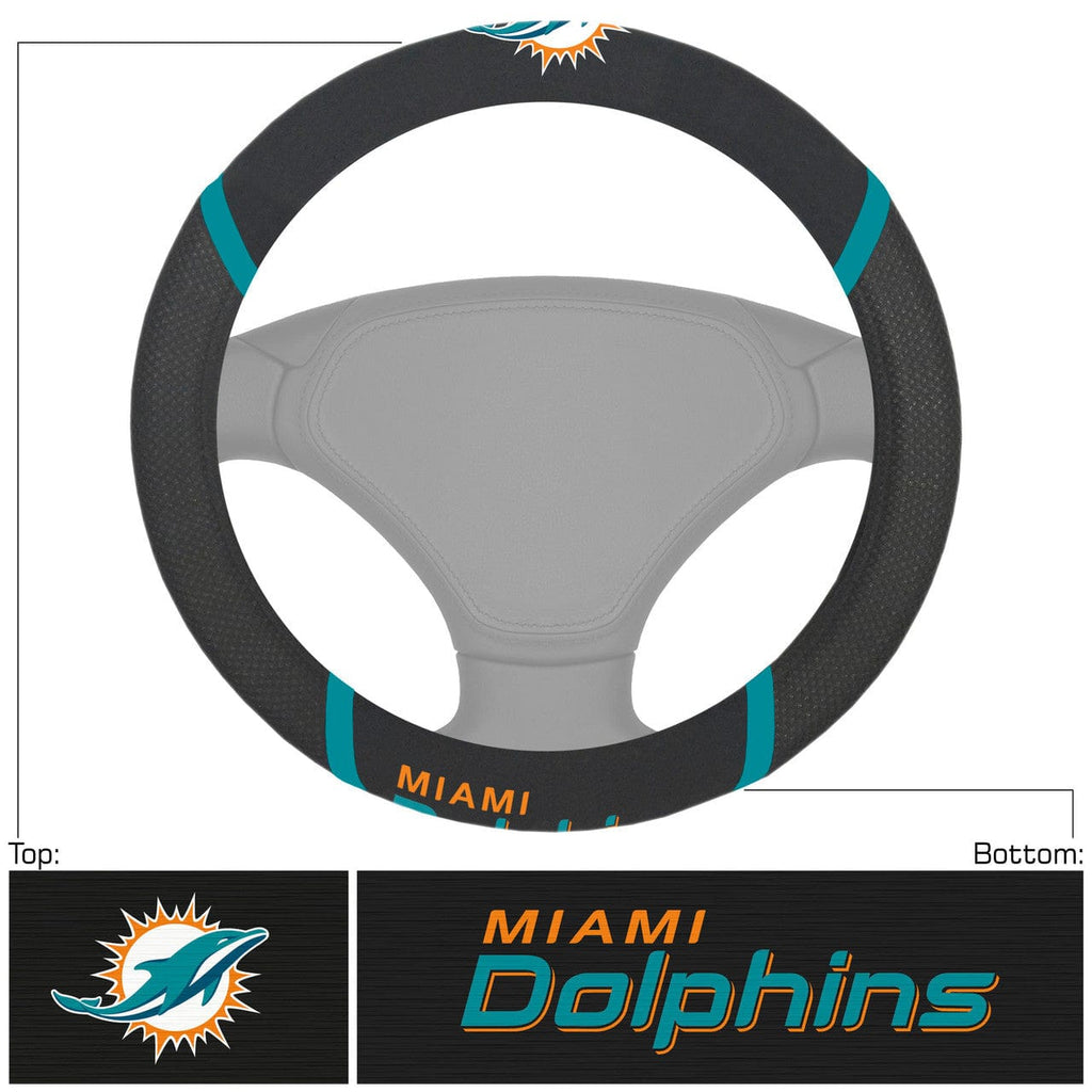 Steering Wheel Covers Mesh Miami Dolphins Steering Wheel Cover Mesh/Stitched 842989050382